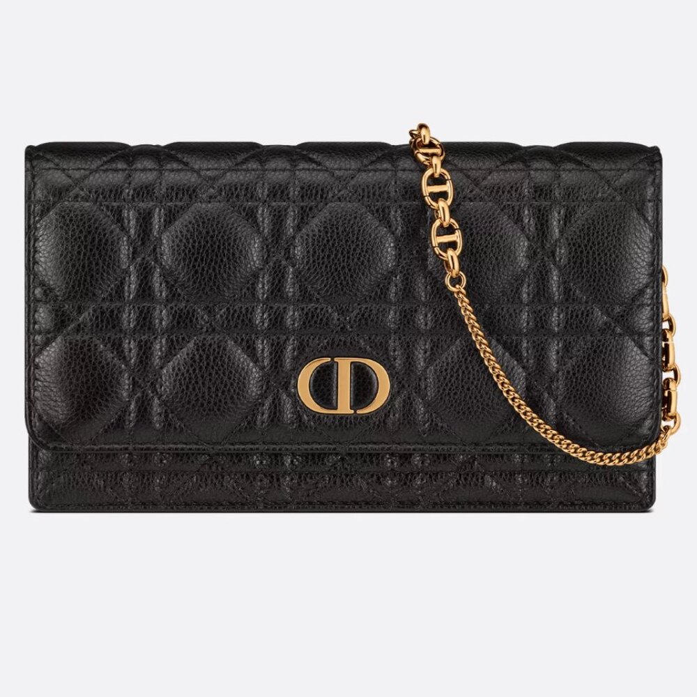 Christian Dior Caro Pouch with Chain Black